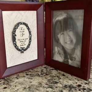 PHOTO FRAME hinged/holds vertical 4”x 6” (Our New Family by ENESCO)